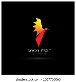 Phoenix Art Logo. Symbol and Icon Vector Template.