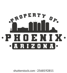 Phoenix, AZ, USA City Varsity Skyline. A Logotype Sports College and University Style. Illustration Design Vector Emblem.