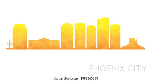 Phoenix, AZ, EE.UU. Diseño de Ciudad de imágenes de bajo perfil de polígono. Icono de horizonte gráfico de polígono geométrico. Símbolo de ilustración vectorial.