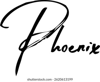 Phoenix  Baby Girl Name In Stylish Brush Typography Text