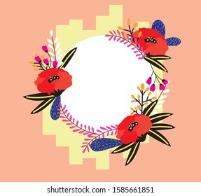 phoenix background. Circle red rose   frame