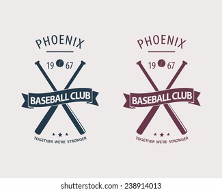 Phoenix Baseball Club emblem vector illustration, eps10, easy to edit