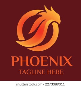 Phoenix bird 3d logo design vector