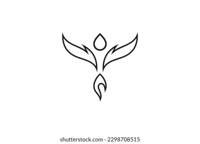 phoenix bird abstract line style logo