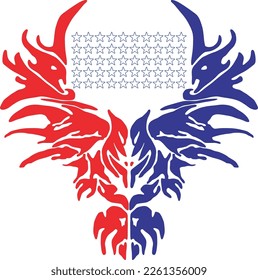 Phoenix Bird with American Flag Stars