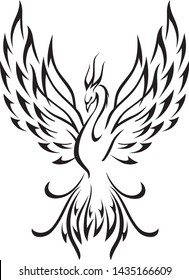 Phoenix Bird, Black Line Art