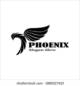 Phoenix bird black simple logo vector