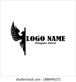 Phoenix bird black simple logo vector