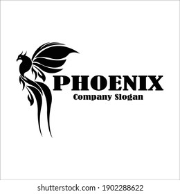 Phoenix bird black simple logo vector