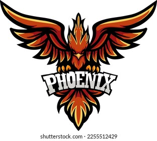 Diseño de mascota de dibujos animados de aves Phoenix