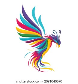 phoenix bird character illustration in colorful style.