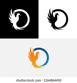 Phoenix Bird Circle Abstract Fire Icon Logo
