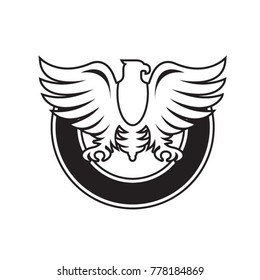phoenix or bird crest vector icon in black