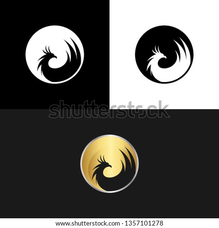 Phoenix Bird Eagle Abstract Gold Elegant Logo
