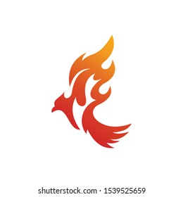 Pájaro Fénix, logo de pájaro águila con alas encendidas del fuego