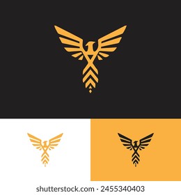 phoenix, bird, eagle logo with two wings