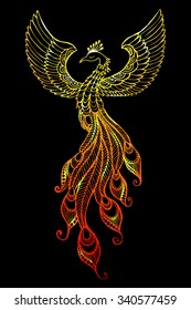 Phoenix Bird emblem drawn in tattoo style.