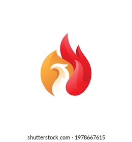 Phoenix Bird and Fire Flame Logo