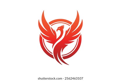 Phoenix bird with fire flames vector silhouette Pro Vector