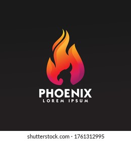 phoenix bird fire logo design template vector illustration