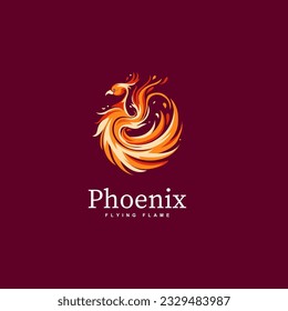 phoenix bird fire logo design template vector icon illustration