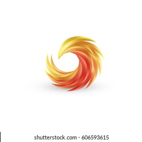 Phoenix bird and fire vector colorful icon. Emblem of abstract concept, logo design in bright gradient colors.