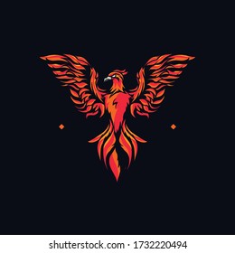 Phoenix bird fire vector logo