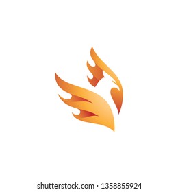 Phoenix Bird and Fire Wing Illustration Logo Icon