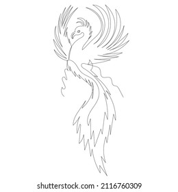 Phoenix Bird Firebird One Line Drawing Stock Vector (Royalty Free ...