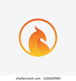 Phoenix bird flame icon logo badge