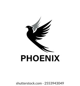 Phoenix bird flying on the white background 