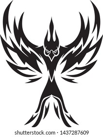 Phoenix Bird Front View, Abstract Flame