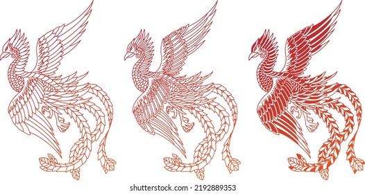 Phoenix Bird Hand Drawn Illustration Vector for Illustrator