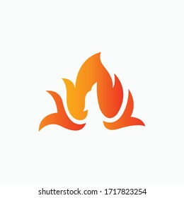 Phoenix bird head with flame logo template for company