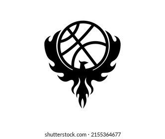 phoenix Bird holding basketball  logo icon illustration vector on white background