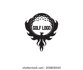 Phoenix Bird Holding Golf Ball Logo Icon Illustration Vector On White Background