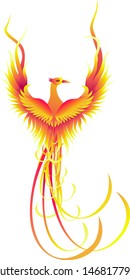 Phoenix bird icon flying isolated on white background