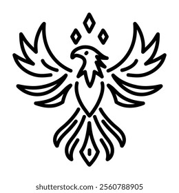 Phoenix bird icon in linear style 