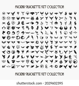 Phoenix Bird Icon Logo Tato Silhouette Set Collection