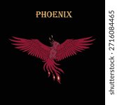 Phoenix bird illustration decorative flying phoenix bird Phoenix. The magic bird Silhouette Vector Illustration Phoenix flying upward, symbolizing rebirth, transformation,