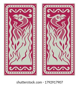The Phoenix bird. Illustration in the Scandinavian Celtic style isolated on white, vector illustration