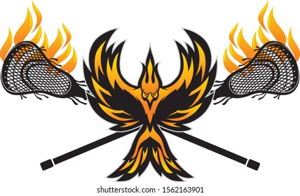 Phoenix Bird Lacrosse Team Symbol