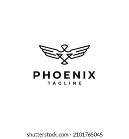 Phoenix bird line art logo design monoline minimalist