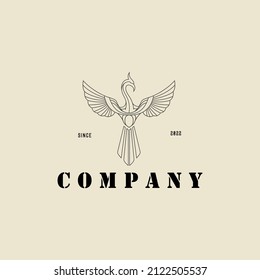 PHOENIX BIRD LINE VINTAGE LOGO DESIGN VECTOR GRAPHIC ILLUSTRATION SYMBOLS ICON