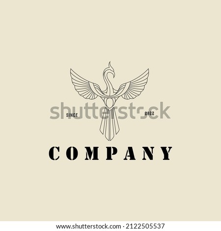 PHOENIX BIRD LINE VINTAGE LOGO DESIGN VECTOR GRAPHIC ILLUSTRATION SYMBOLS ICON