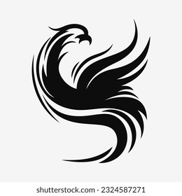 Logo de ave Phoenix. Silueta negra. Ilustración del vector