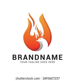 Phoenix bird logo clad in elegant flames icon vector template.