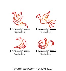 phoenix bird logo concept. vector logo bird. creative logo for mythological bird. a unique bird , a flame born from ashes