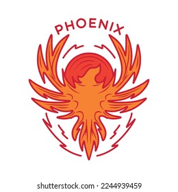Phoenix Bird Logo Design Vintage Emblem Vector illustration Badge Symbol Icon