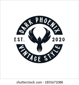 Phoenix Bird Logo Illustration Vector Graphics Design In Vintage Style